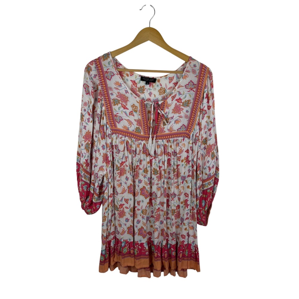 Rachel Zoe Floral Paisley Peasant Tunic Top 2X Multicolor Boho Festival Colorful